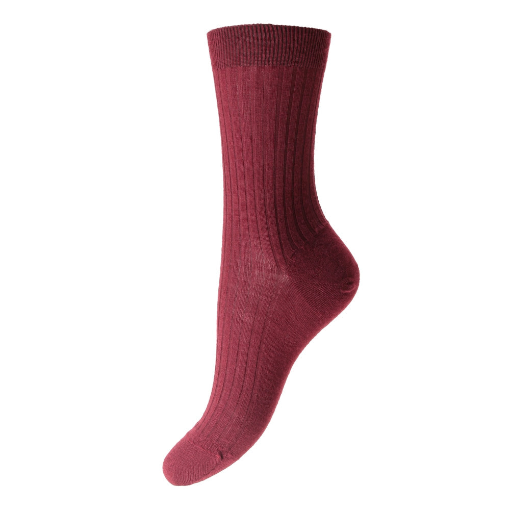 Women's Luxury Merino Home Socks In Burgundy