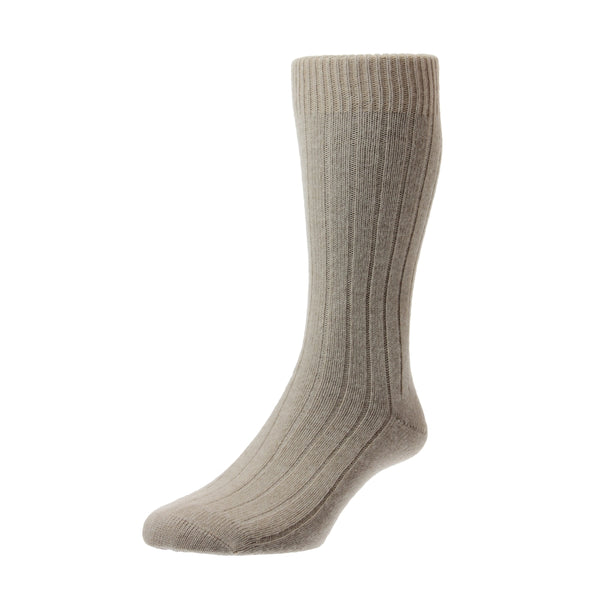 Men's Luxury Cashmere Home & Bed Socks in Taupe